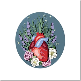 Heart with Flowers Circle Posters and Art